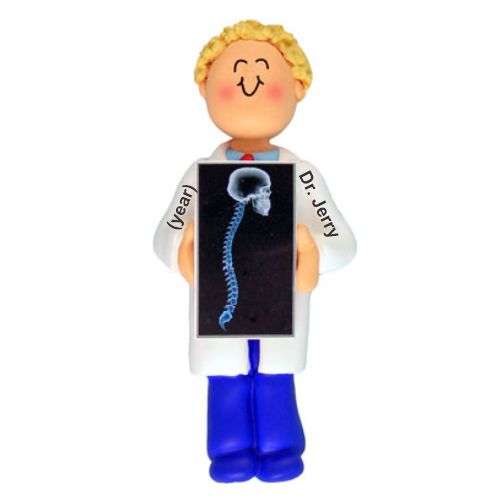 Chiropractor Christmas Ornament Blond Male Personalized by RussellRhodes.com