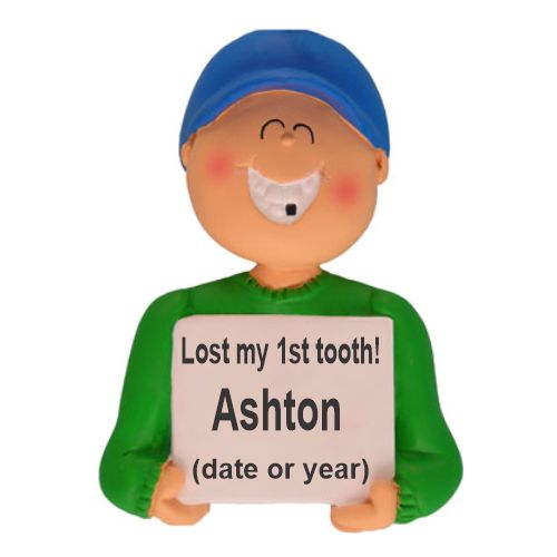 Lost a Tooth, Male Christmas Ornament Personalized by Russell Rhodes