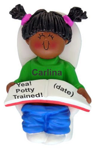 Potty Trained Christmas Ornament African American Female Personalized by RussellRhodes.com