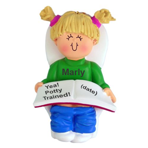 Potty Trained Christmas Ornament Blond Female Personalized by RussellRhodes.com