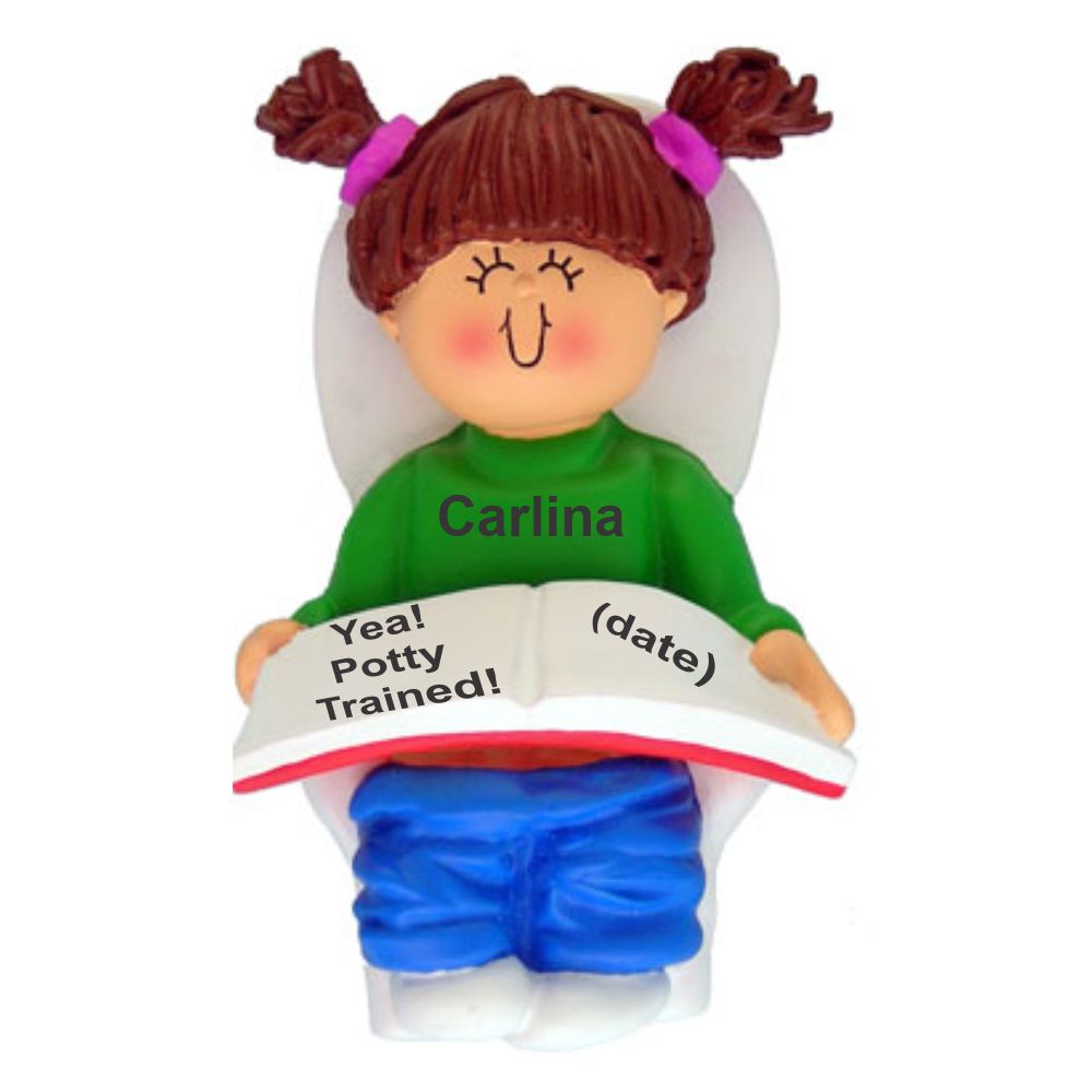 Potty Trained, Female Brown Christmas Ornament Personalized by RussellRhodes.com