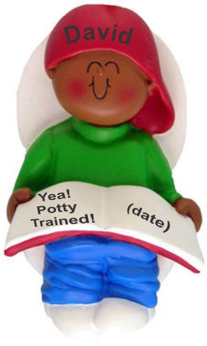 Potty Trained Christmas Ornament African American Male Personalized by RussellRhodes.com
