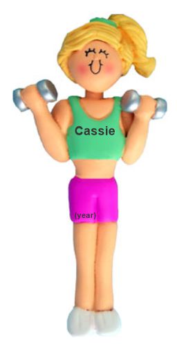 Aerobics Christmas Ornament Female Blond Personalized by RussellRhodes.com