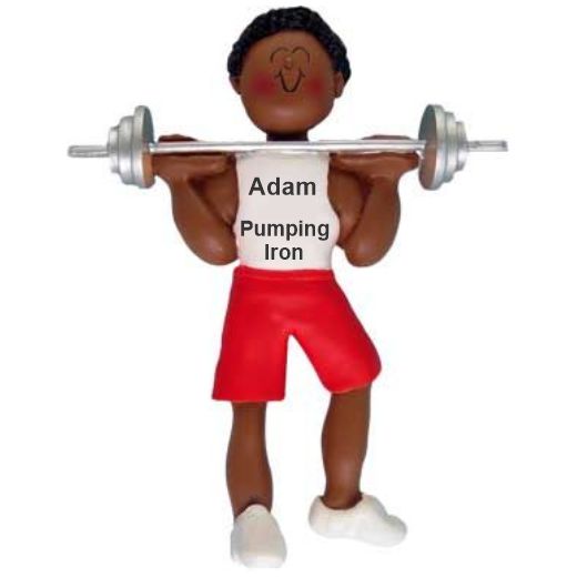 Weight Lifting Christmas Ornament African American Male Personalized by RussellRhodes.com