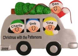 Take the SUV and Pick Out a Tree! Family of 4 Christmas Ornament Personalized by RussellRhodes.com