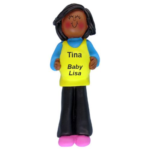 Pregnant Christmas Ornament African American Female Personalized by RussellRhodes.com