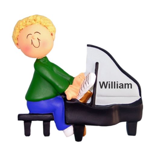 Piano Christmas Ornament Blond Male Viruoso Personalized by RussellRhodes.com