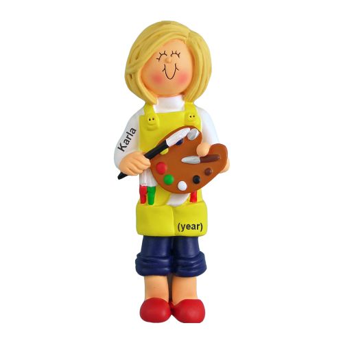 Artist Christmas Ornament Blond Female Personalized by RussellRhodes.com