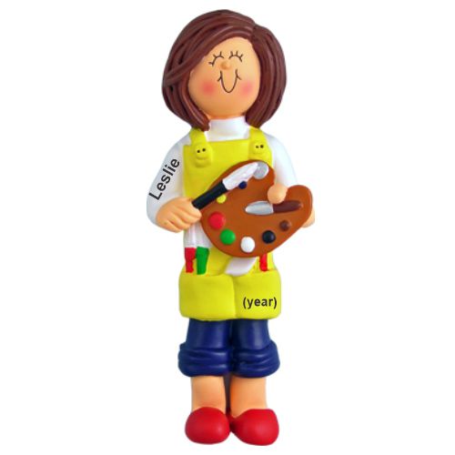 Artist Christmas Ornament Brunette Female Personalized by RussellRhodes.com