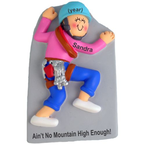 Female Rock Climbing Christmas Ornament Personalized by RussellRhodes.com