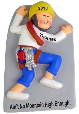 Male Rock Climbing Christmas Ornament Personalized by Russell Rhodes