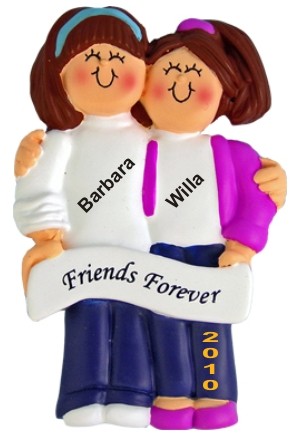 Both Brunette, Friends Christmas Ornament Personalized by Russell Rhodes