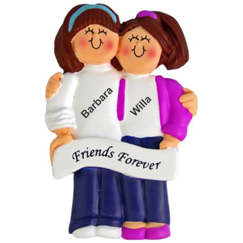 Friends Christmas Ornament Females Both Brunette Personalized by RussellRhodes.com
