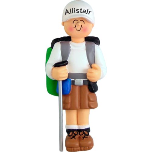 Male Hiking Christmas Ornament Personalized by RussellRhodes.com