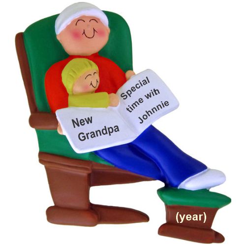New Grandpa Christmas Ornament Glider with Child Personalized by RussellRhodes.com