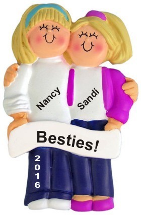 Besties Forever, Both Blond Christmas Ornament Personalized by Russell Rhodes