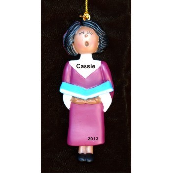 Choir Singer African American Female Christmas Ornament Personalized