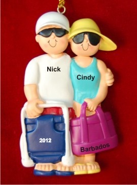 Beach Couple Christmas Ornament Personalized by Russell Rhodes