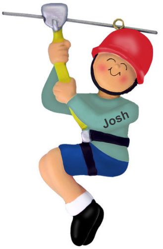 Zipline Male Christmas Ornament Personalized by Russell Rhodes