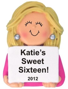 Sweet 16! Female Blond Christmas Ornament Personalized by RussellRhodes.com