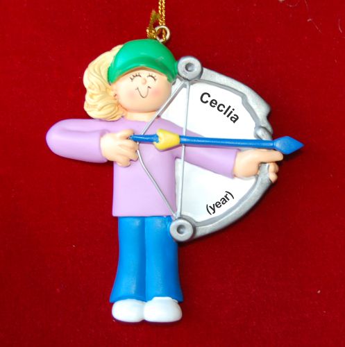 Archery Christmas Ornament Blond Female Personalized by RussellRhodes.com