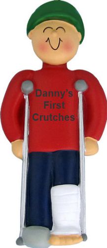 Crutches Christmas Ornament Male Personalized by RussellRhodes.com