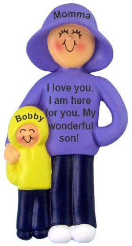 Single Mom Christmas Ornament with Son Personalized by RussellRhodes.com