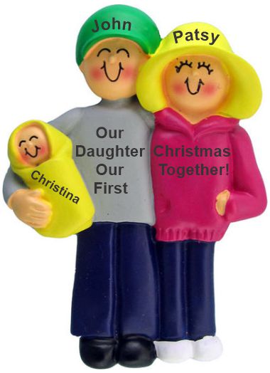 New Parents with Adopted Daughter Christmas Ornament Personalized by RussellRhodes.com