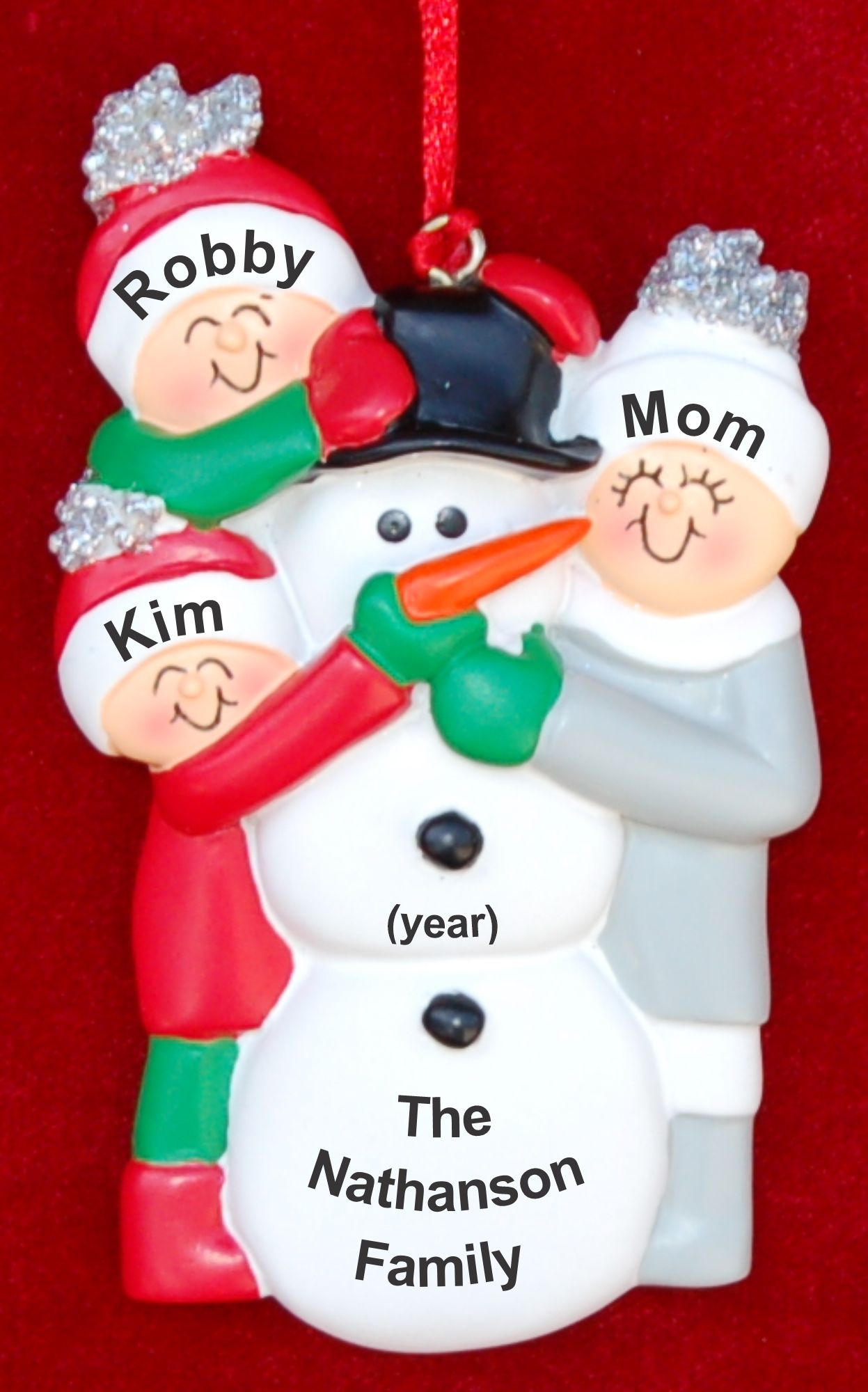 Single Mom Christmas Ornament Christmas Ornament Making Snowman 2 Kids Personalized by RussellRhodes.com