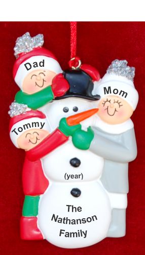 Family Christmas Ornament Making Snowman for 3 Personalized by RussellRhodes.com