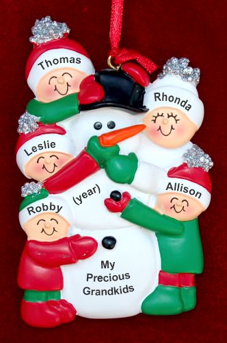 Grandparents Christmas Ornament Making Snowman 5 Grandkids Personalized by RussellRhodes.com