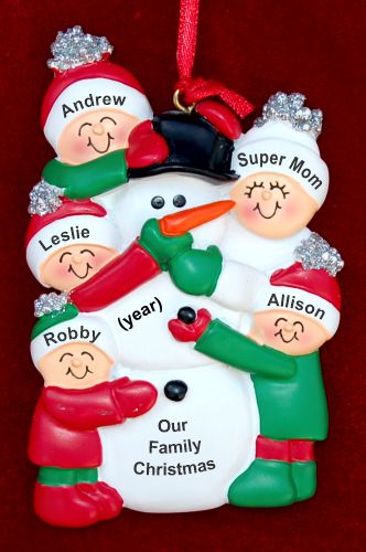 Single Mom Christmas Ornament Making Snowman 4 Kids Personalized by RussellRhodes.com