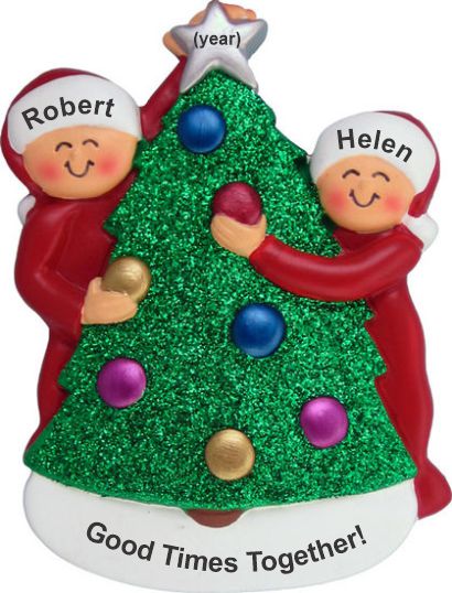 Couple Decorating Tree Christmas Ornament Personalized by RussellRhodes.com