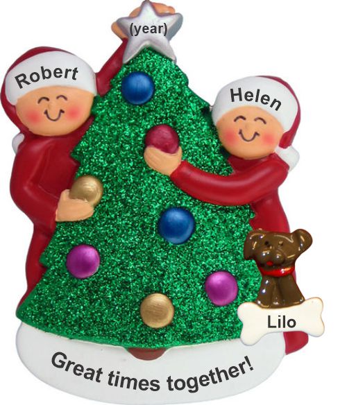 Couples Christmas Ornament with Pets Personalized by RussellRhodes.com