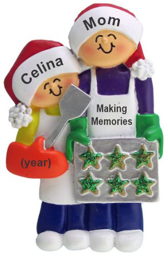 Family Christmas Ornament Baking Cookies Mom and 1 Child Personalized by RussellRhodes.com