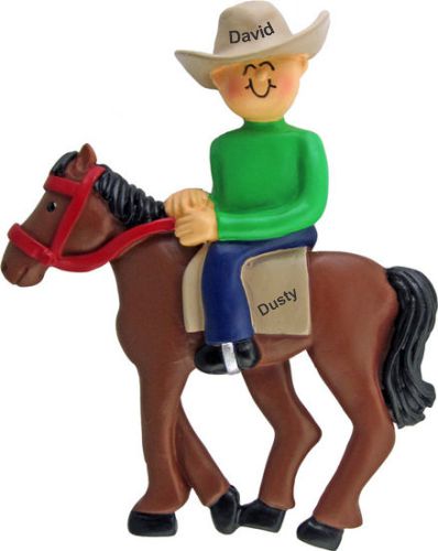 Horseback Fun Male Christmas Ornament Personalized by Russell Rhodes