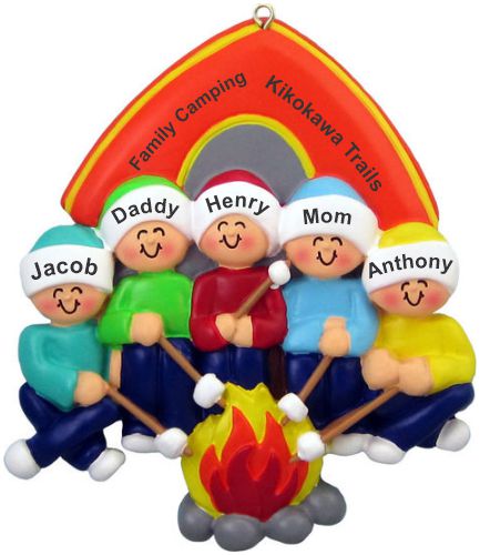 Camping Family of 5 Christmas Ornament Personalized by RussellRhodes.com