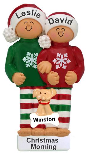 Grandparents Christmas Ornament Comfy Pajamas 2 Grandkids with Pets Personalized by RussellRhodes.com