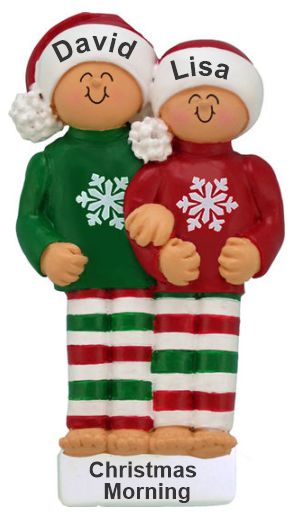 Our First Christmas Ornament Comfy Pajamas Couple Personalized by RussellRhodes.com