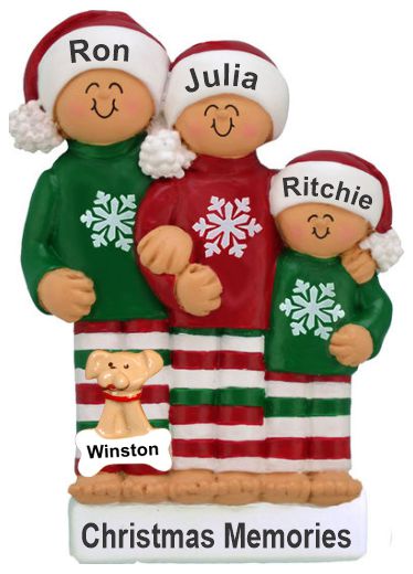 Grandparents Christmas Ornament Comfy Pajamas 3 Grandkids with Pets Personalized by RussellRhodes.com