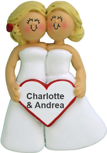 Same Sex Marriage Christmas Ornament Blond Females Personalized by RussellRhodes.com