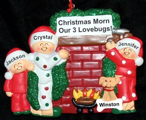 Grandparents Christmas Ornament Winter Morn 3 Grandkids with Pets Personalized by RussellRhodes.com
