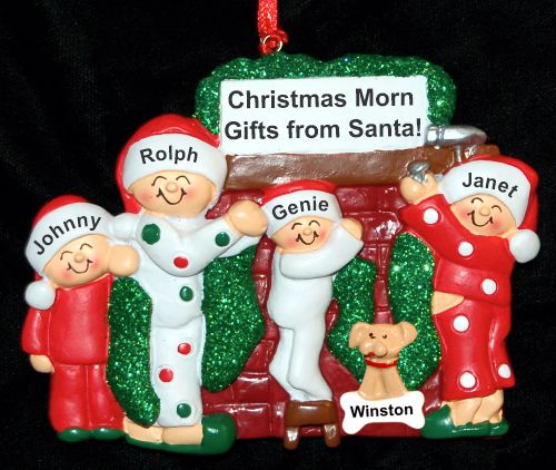 Family Christmas Ornament Winter Morn for 4 Just the Kids with Pets Personalized by RussellRhodes.com