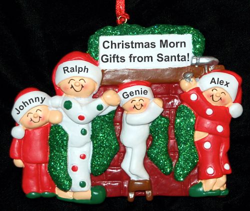 Family Christmas Ornament Winter Morn for 4 Just the Kids Personalized by RussellRhodes.com