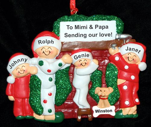 Grandparents Christmas Ornament Winter Morn 4 Grandkids with Pets Personalized by RussellRhodes.com