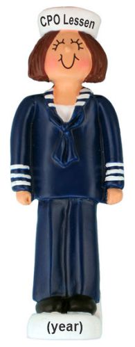 US Navy Christmas Ornament Brunette Female Personalized by RussellRhodes.com
