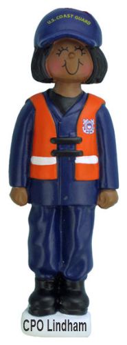 Coast Guard Christmas Ornament African American Female Personalized by RussellRhodes.com