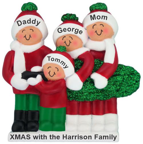 Buying Our Family Tree Family of 4 Christmas Ornament Personalized by RussellRhodes.com