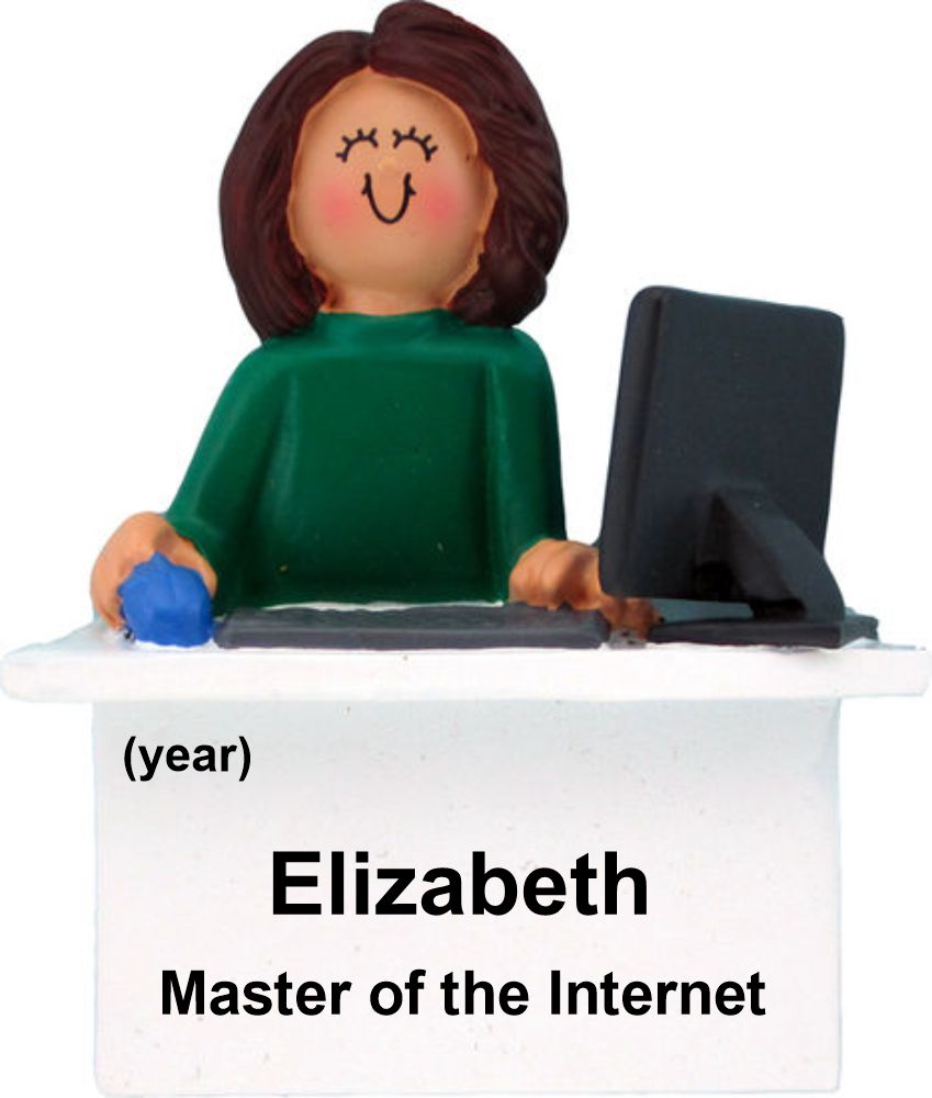 Computer Christmas Ornament Female Brown Personalized by Russell Rhodes