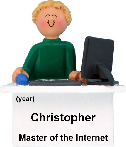 Computer Christmas Ornament Blond Male Personalized by RussellRhodes.com